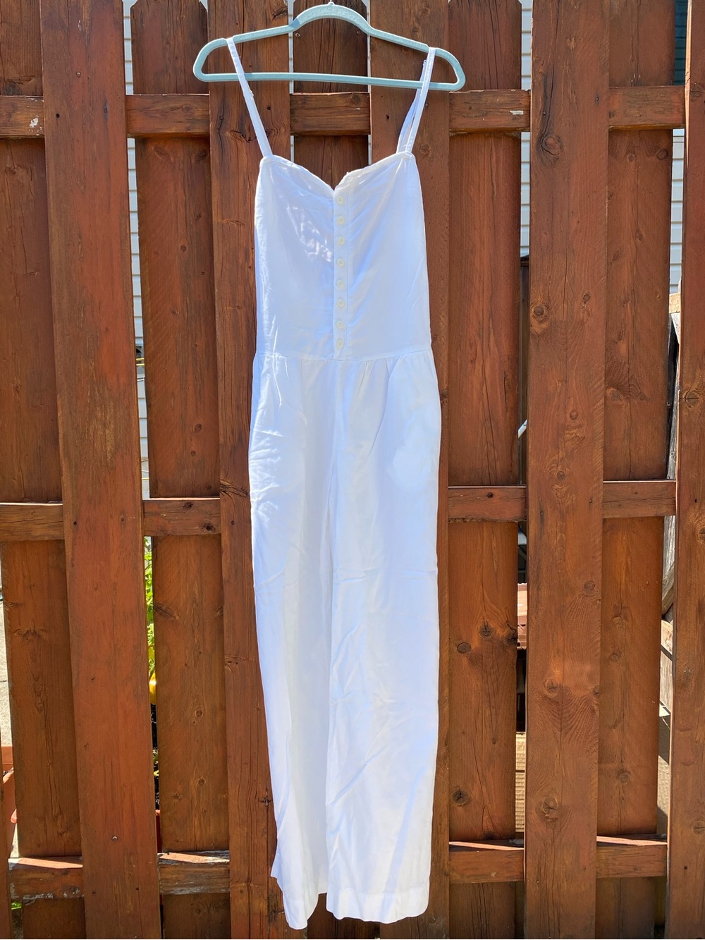 White Romper Size Small Jumpsuit Button Front Spaghetti Strap